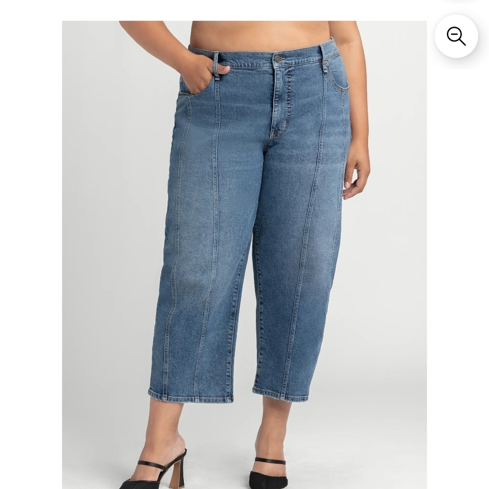 Jessica Simpson Wide Crop Ankle Jeans in Medium Blue Denim